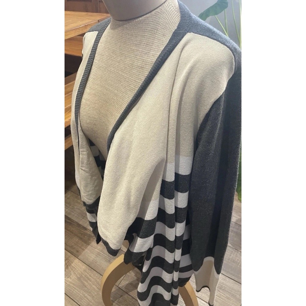Colorblock Stripe Open Cardigan Waterfall Drape Sweater Oversized Womens Size XL